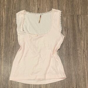 Harlow Lace Trim Pink Tank Top
